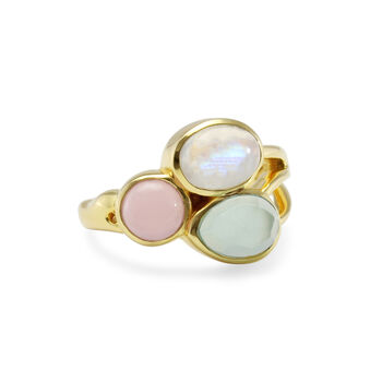 Moonstone, Rose And Aqua Chalcedony Gold Ring, 3 of 5