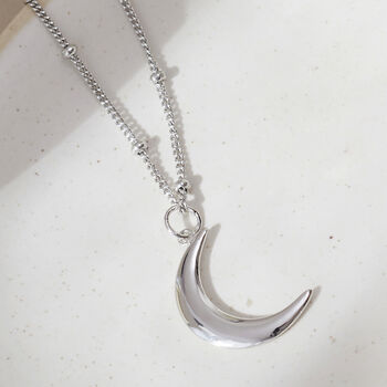 Crescent Moon Necklace In Silver Or 18ct Gold Vermeil, 4 of 7