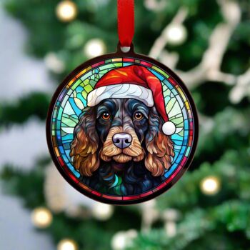 Cocker Spaniel Black In Santa Hat Suncatcher Decoration, 4 of 6