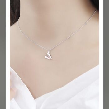Paper Plane Sterling Silver Necklace, 3 of 5