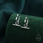 Sterling Silver Horizontal Bar Dangle Hoop Earrings, thumbnail 1 of 11