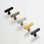 Solid Brushed Brass Knurled T Bar Cupboard Pull Handles, thumbnail 1 of 11