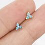Sterling Silver Turquoise Trinity Stud Earrings, thumbnail 2 of 12