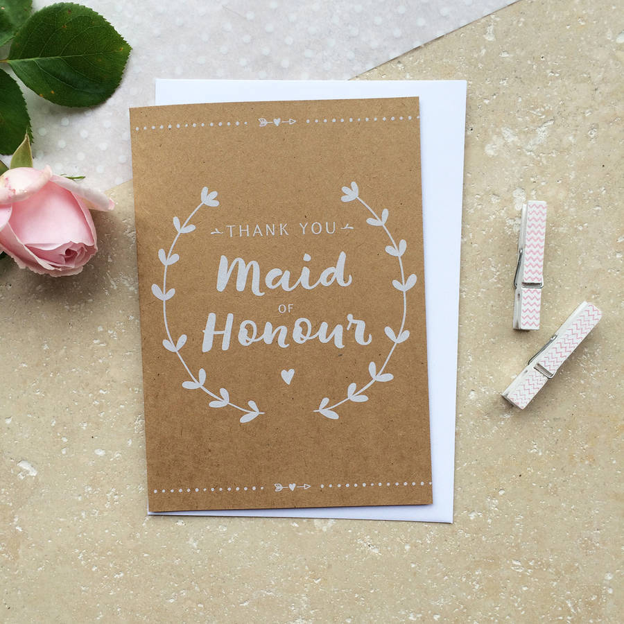 Maid Of Honour Thank You Card