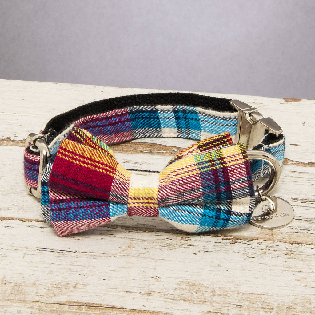 The Marple Red Checked Dog Collar Bow Tie, 1 of 5