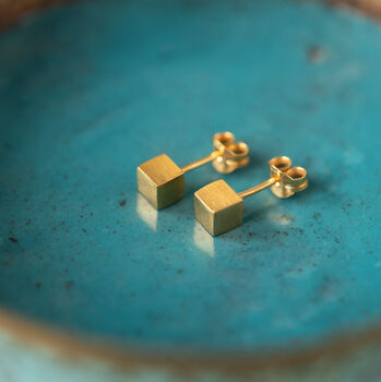 Minimal Sterling Silver Cube Studs, 6 of 6