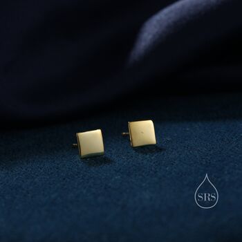 Sterling Silver Minimalist Square Stud Earrings, 2 of 11