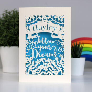 Personalised Papercut Follow Your Dreams Card, 5 of 12