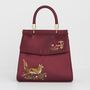 Fox And Mushroom Embroidered Burgundy Satin Tote, thumbnail 2 of 7