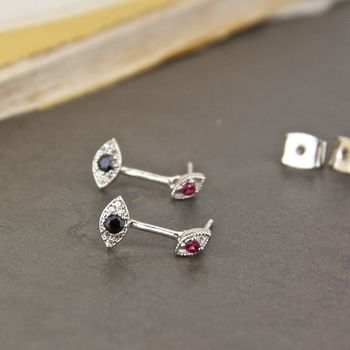 Delicate Pave Evil Eye Two Way Earrings, 5 of 10