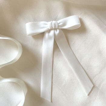 'Bonnie' White Velvet Bridal Hair Bow, 5 of 5