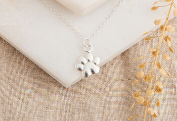 Sterling Silver Paw Print Necklace, 2 of 5