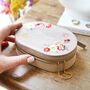 Personalised Embroidered Flowers Oval Jewellery Box, thumbnail 1 of 4
