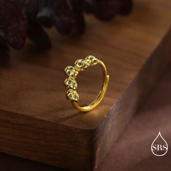 Sterling Silver Skull Motif Ring With Emerald Green Cz, 3 of 12