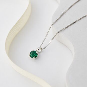 Emerald Green Swarovski Crystal Single Stone Pendant Necklace, 5 of 8