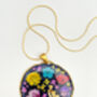 Vintage Pendant Necklace With Real Flowers In Black Lacquer, thumbnail 6 of 12