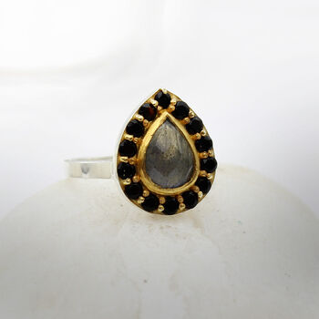 Labradorite And Black Spinel Cocktail Ring, 5 of 8
