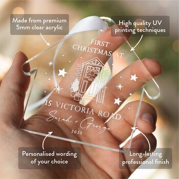 First Christmas New Home House Ornament Custom Address, 3 of 7