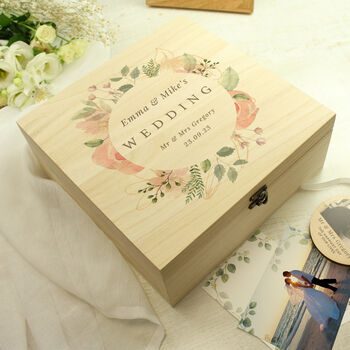 Personalised Floral Watercolour Wooden Keepsake Box, 5 of 8