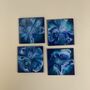 Sapphire Galaxy Bloom Wood Coasters | Set Of Two/Four, thumbnail 5 of 7