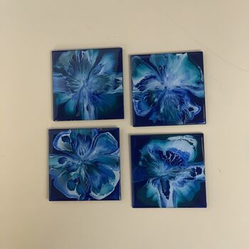 Sapphire Galaxy Bloom Wood Coasters | Set Of Two/Four, 5 of 7