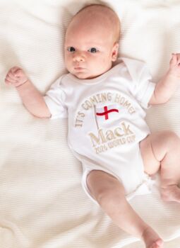 My First World Cup Personalised Embroidered Football Babygro, 5 of 5