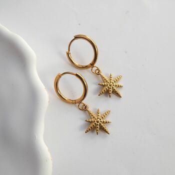 Gold Waterproof Christmas Star Earrings, 2 of 4