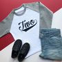 'Two' Birthday Raglan Baseball Top, thumbnail 3 of 8