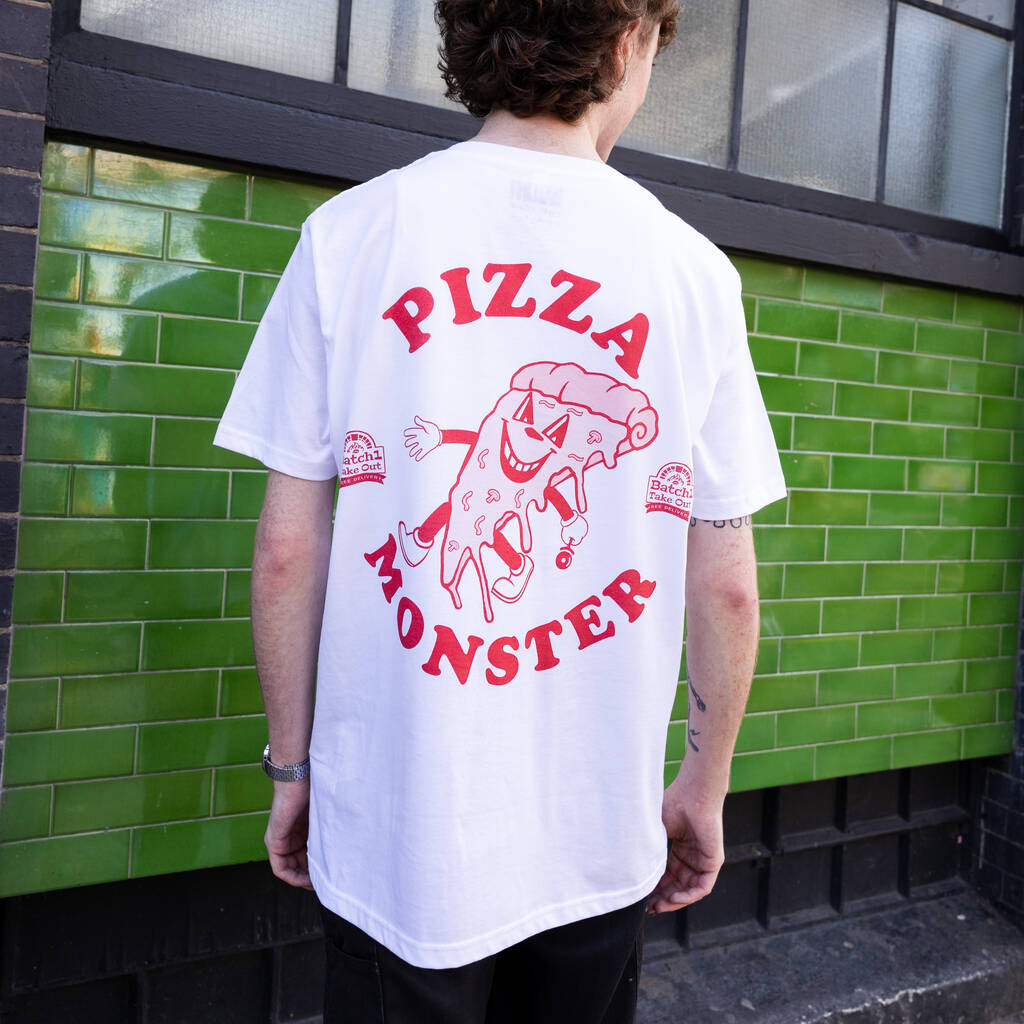 Pizza Monster Men's Back Print T Shirt, 1 of 5
