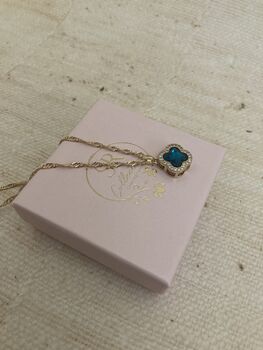 Blue Clover Pendant Necklace, 6 of 7