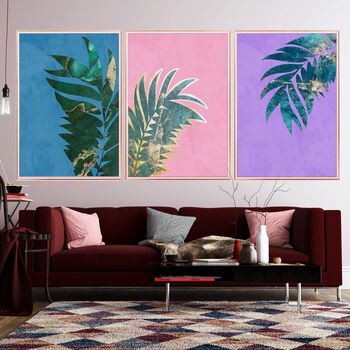 Set Of Three Custom Colour Palm Leaf Wall Art Prints, 5 of 8