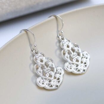 Sterling Silver Dangly Indian Hearts Earrings, 2 of 8