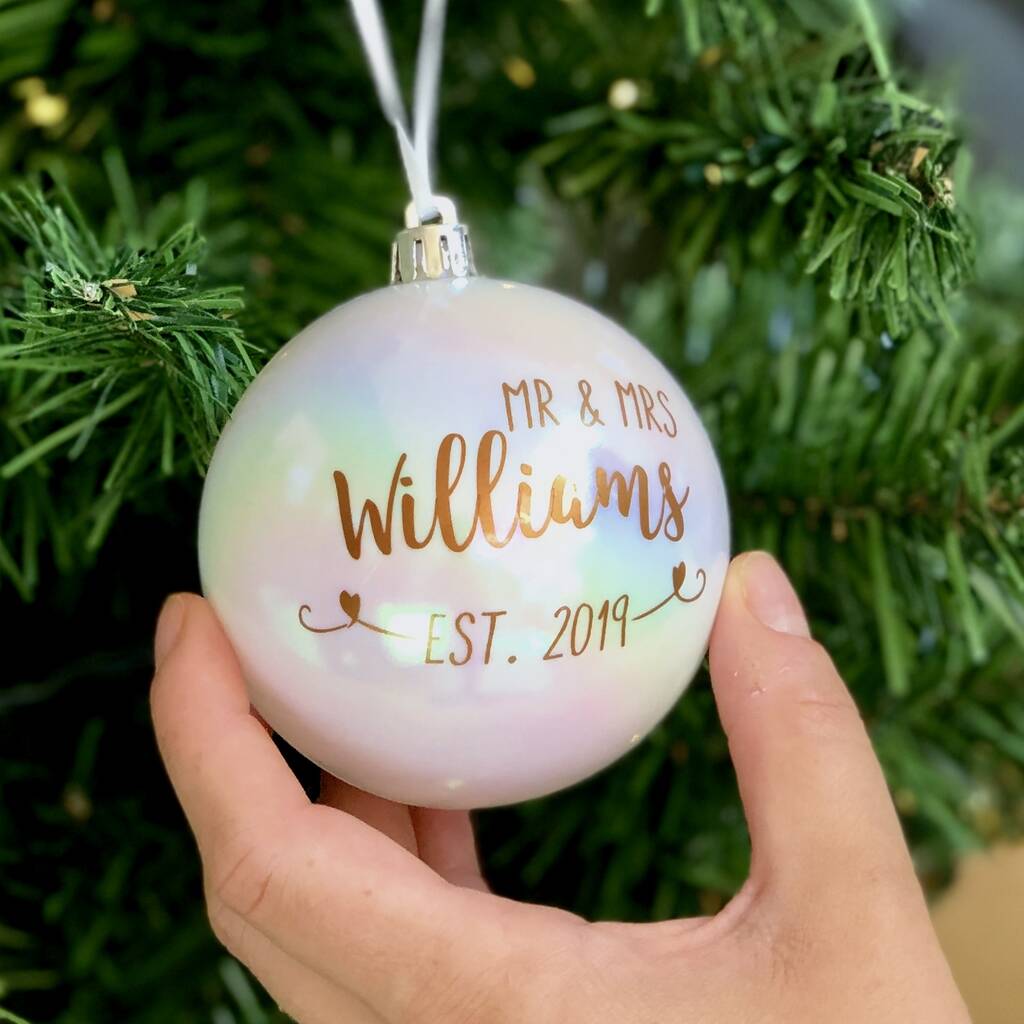 Personalised Copper Wedding Bauble Decoration, 1 of 3