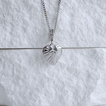 Monstera Leaf Charm Necklace Gift 925, 6 of 7