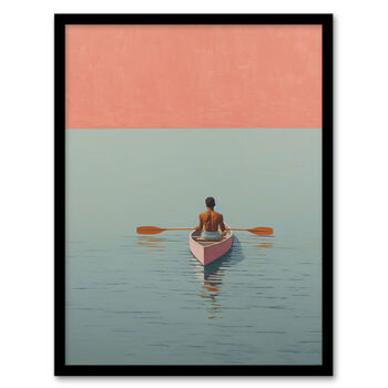 Rowers Paradise Calm Sea Pink Blue Wall Art Print, 5 of 6