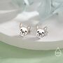Cute French Bulldog Stud Earrings In Sterling Silver, thumbnail 2 of 11