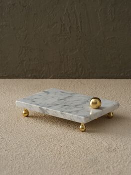 Handmade Black Marble Serving Board With Floral Detail, 3 of 12