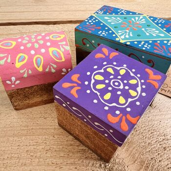 Hand Painted Set Of Three Mini Trinket Jewellery Box, 6 of 11