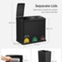 Triple Kitchen Waste Sorting Bin With Pedals, thumbnail 3 of 8
