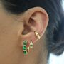 Gold Plated Emerald Green Huggie Hoops, thumbnail 4 of 6