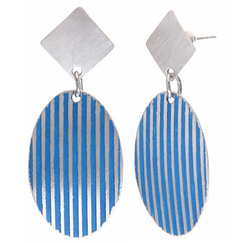 Hema Oval Earrings, Blue, 4 of 4