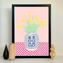 Ginger Jar Of Yellow Tulips Illustration Art Print, thumbnail 2 of 5