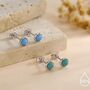 Sterling Silver Turquoise Stud Earrings, 3mm Or 4mm, Blue Or Green Turquoise Gemstone, thumbnail 1 of 12