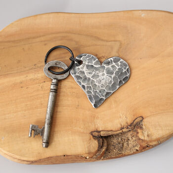 Textured Love Heart Iron Keyring. Available In Two Designs, 3 of 8