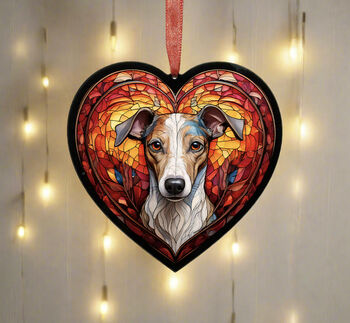 Whippet Stained Glass Effect Heart Suncatcher, 7 of 7