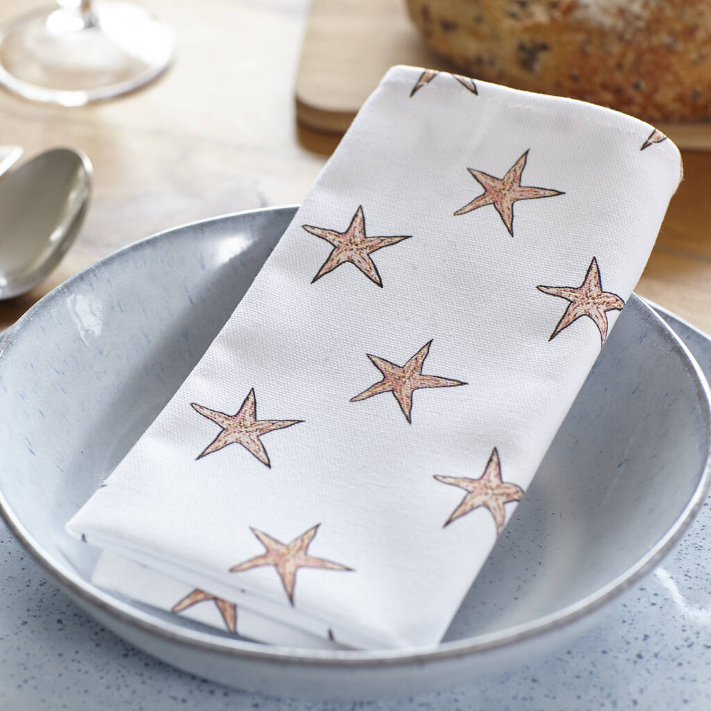 Set Of Four Starfish Napkins By Monique Lucas