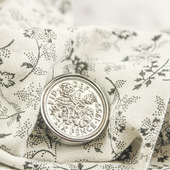 Personalised 70th Birthday Sixpence Tie Or Brooch Pin, 5 of 5