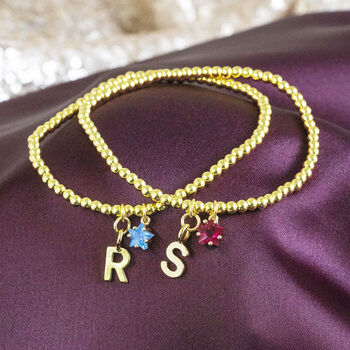 Gold Plated Initial And Birthstone Star Bracelet, 2 of 6