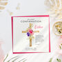 Personalised Watercolour Floral Cross Confirmation Card, thumbnail 1 of 2