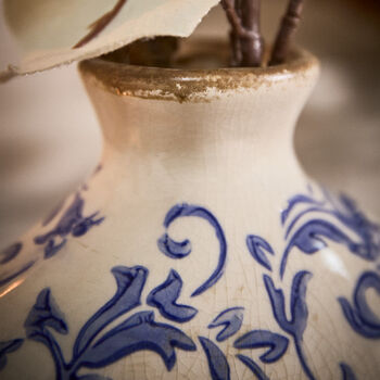 Solene Blue Botanical Bottle Vase, 3 of 6